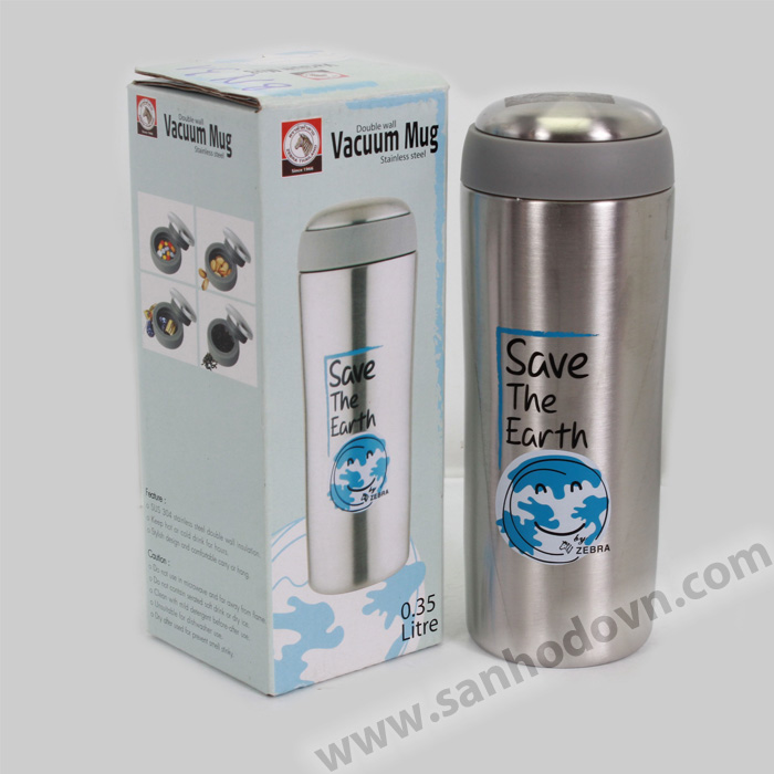 Bình giữ nhiệt hai lớp Save The Earth Zebra 112921 450ml (Bạc)